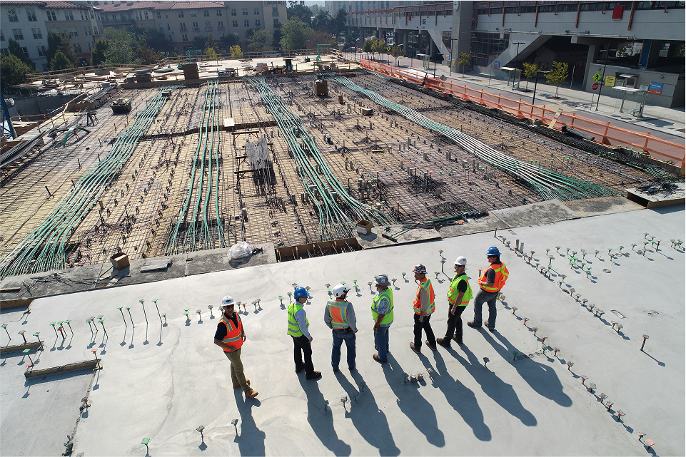 construction site with safety hazards and equipment